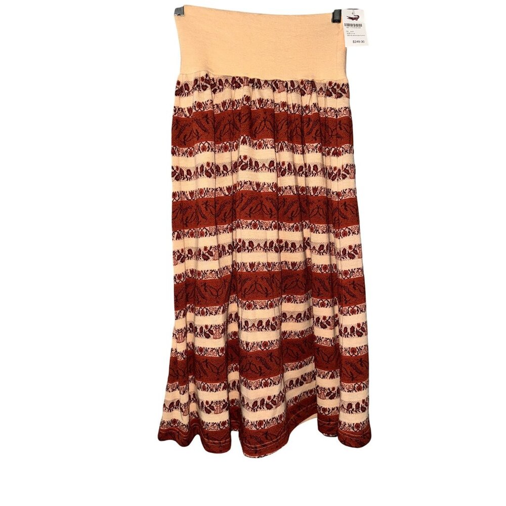 Crocodile Womens Maxi Skirt Brown & Beige Elephant Print Stretch Waist Size 36